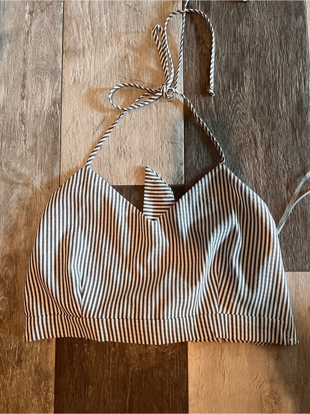 Striped Halter Crop Top in Black and White